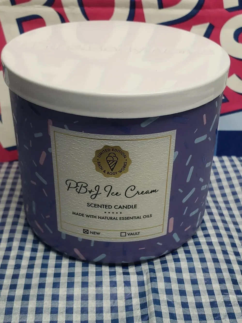 BBW PB&J Ice Cream Large 3 Wick Candle Home Fragrance Decor